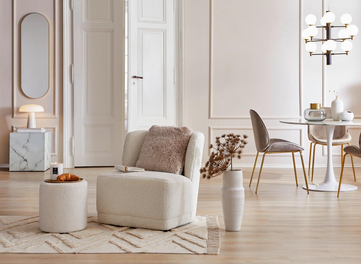 FOTEL VENEZIA - biały, Modern, drewno/tkanina (64/71/73cm) - Livetastic