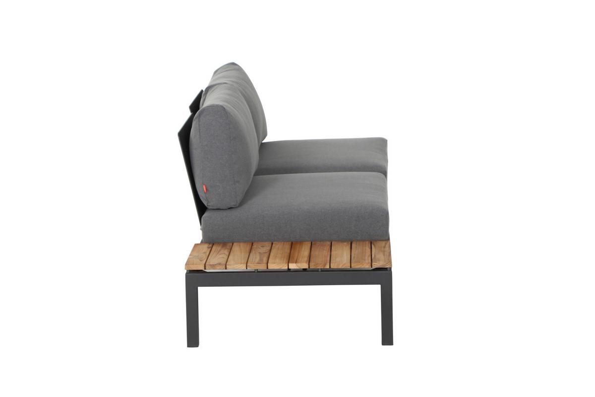 Modul-Loungegarnitur 4-tlg. Grau Teakholz - Anthrazit/Grau, KONVENTIONELL, Holz/Textil (252/84/252cm) - Siena Garden