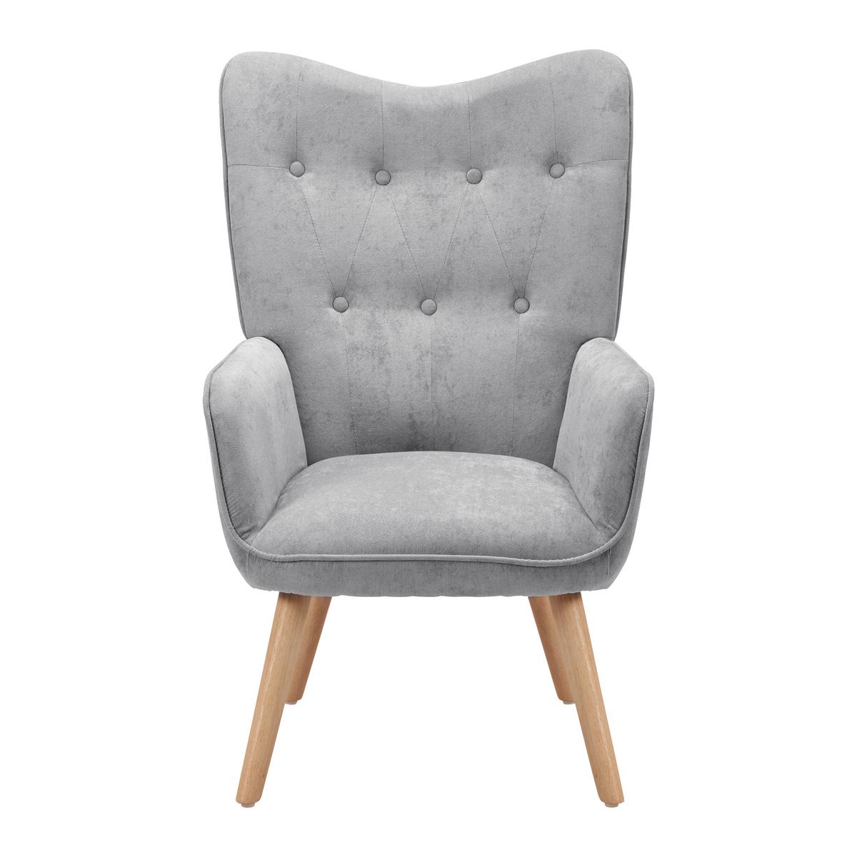 FOTEL RELAKSACYJNY NATALIE - kolor naturalny/jasnoszary, Modern, metal/drewno (64/99/68cm) - Bessagi Home