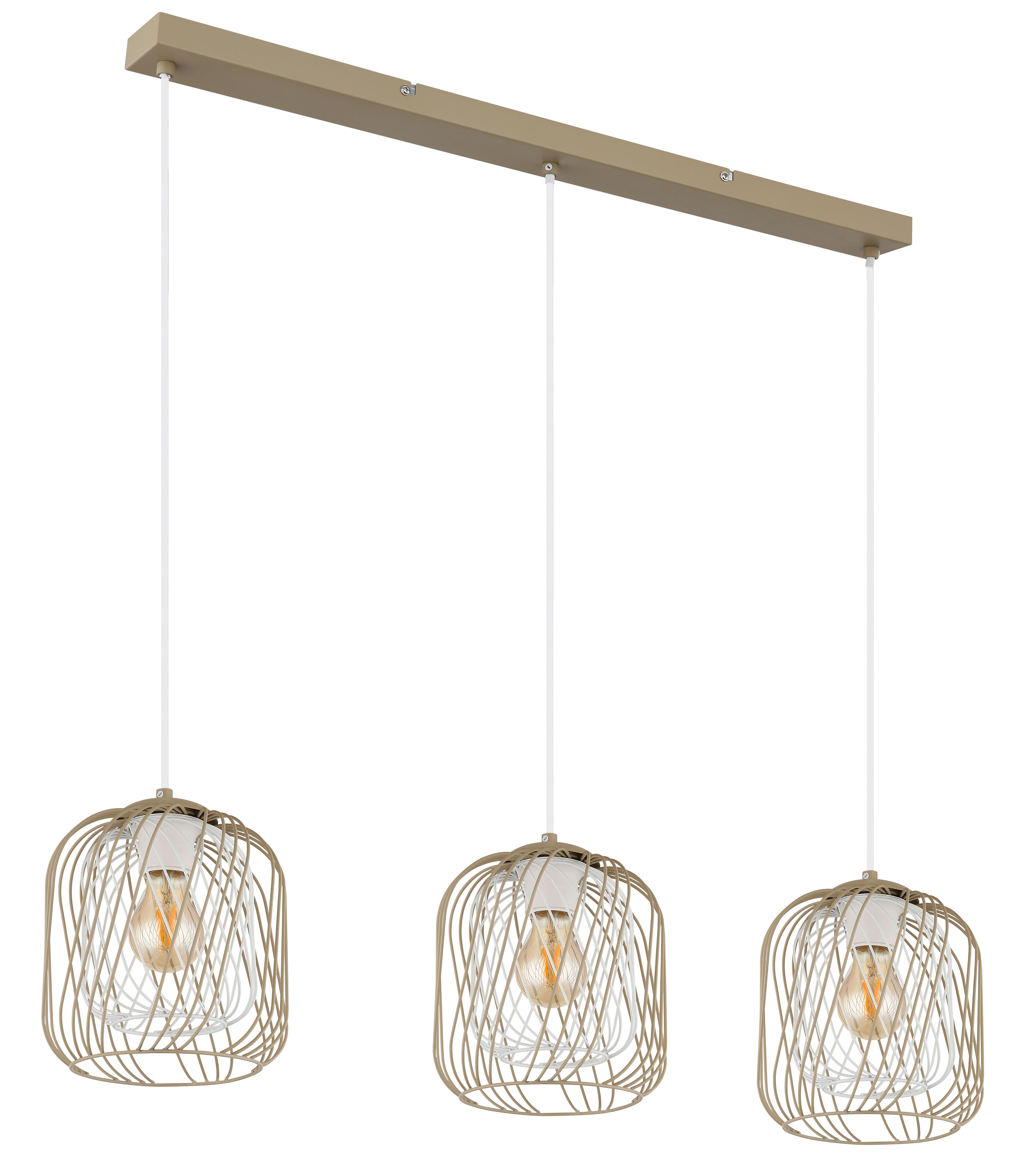 HÄNGELEUCHTE 15965-3H DICHTI - Sandfarben/Weiss, Basics, Kunststoff/Metall (84/18/150cm) - Globo