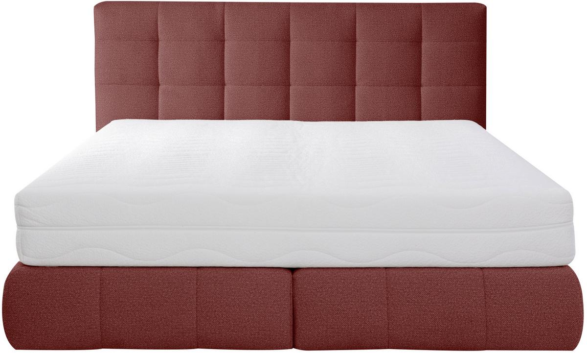 Boxspringbett Lavenito Rot ca. 200x200cm - Rot/Schwarz, KONVENTIONELL, Textil (200/200cm) - Premium Living