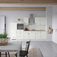 Küchenblock Cascada Low m. Geräten Weiß - Eichefarben/Schwarz, MODERN, Holzwerkstoff/Metall (330cm) - Nobilia