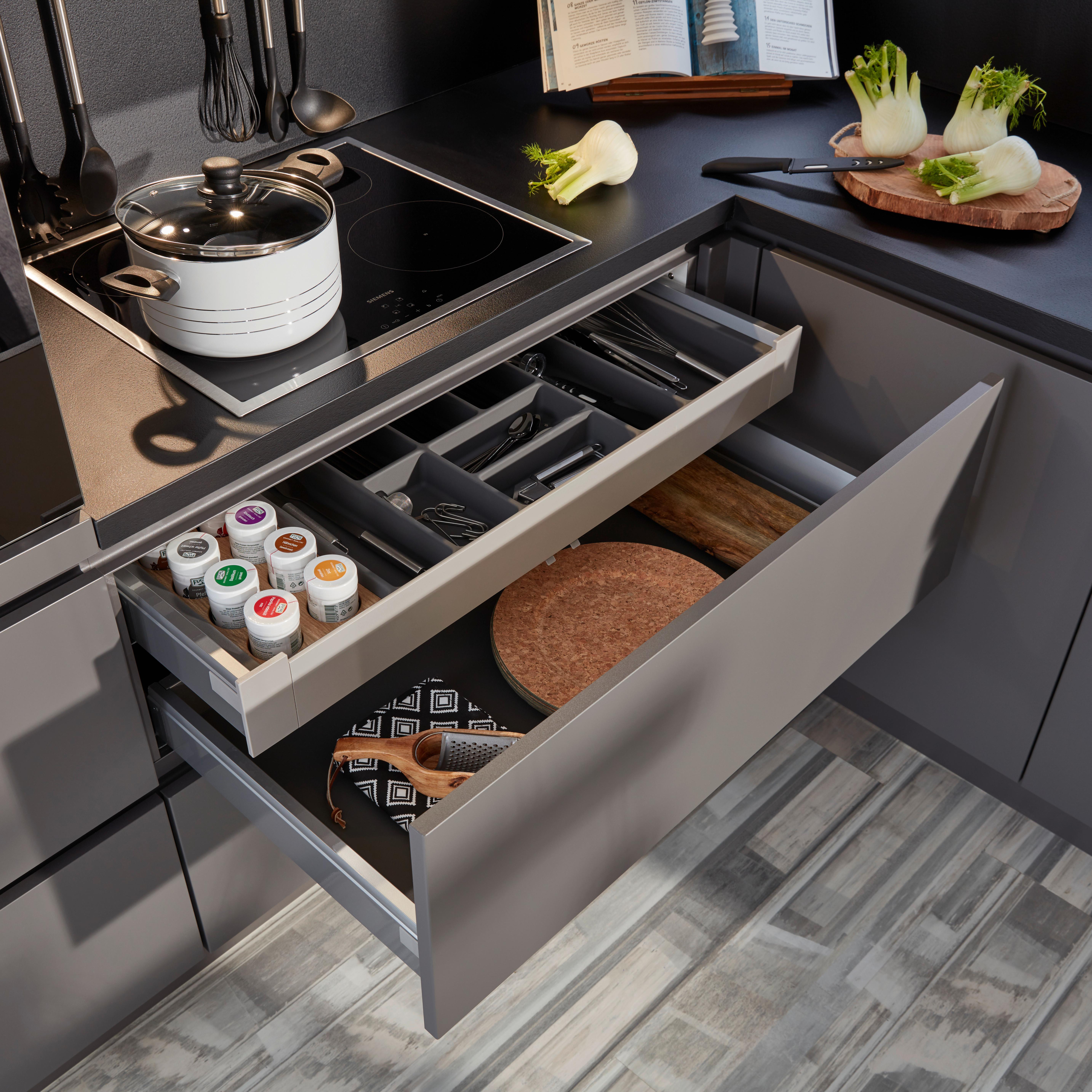 Eckküche Touch in Grau - Grau, KONVENTIONELL, Holzwerkstoff (285/185cm) - Nobilia