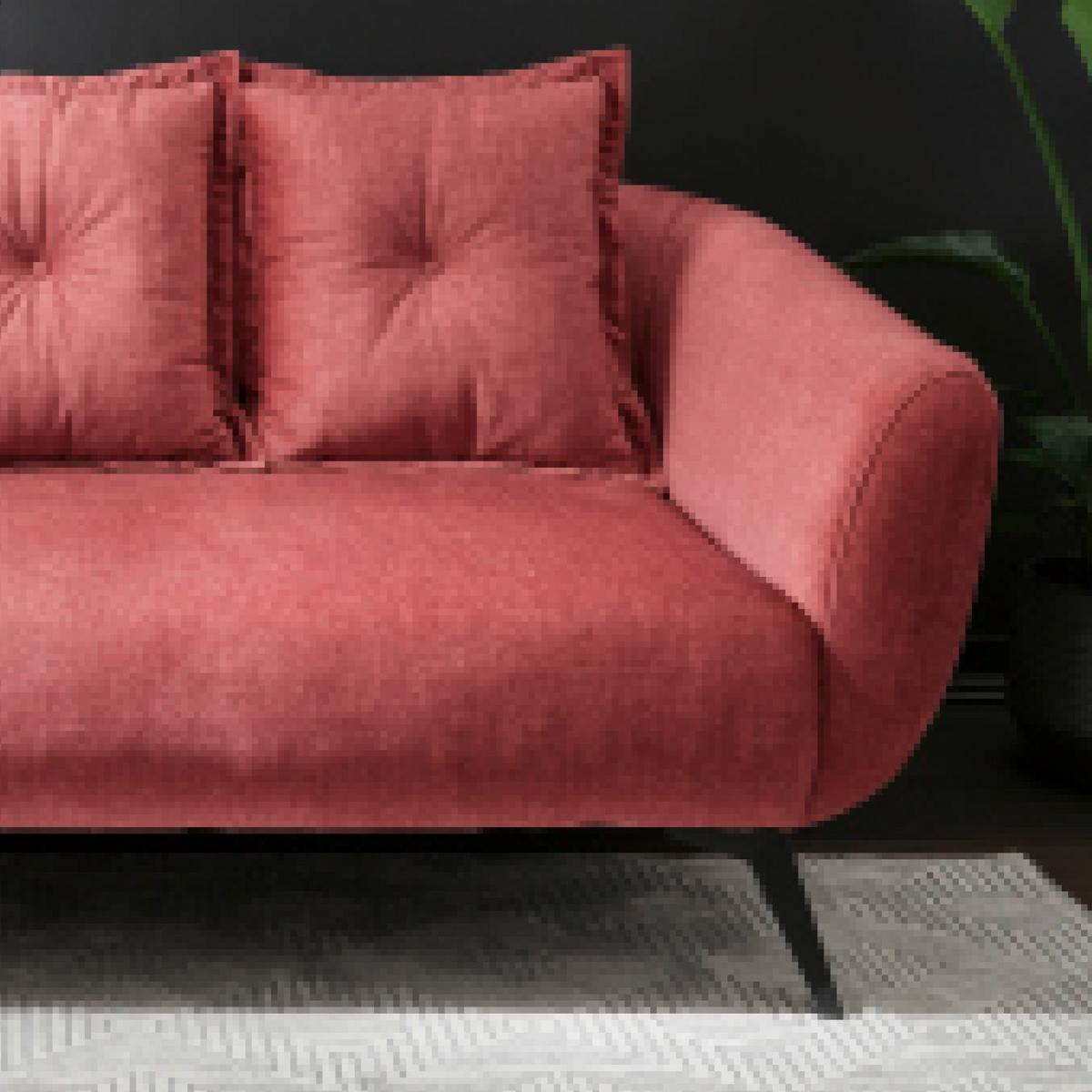2,5-Sitzer-Sofa Baggio Koralle Velours - Koralle/Schwarz, MODERN, Holz/Textil (196/94/103cm) - Livetastic