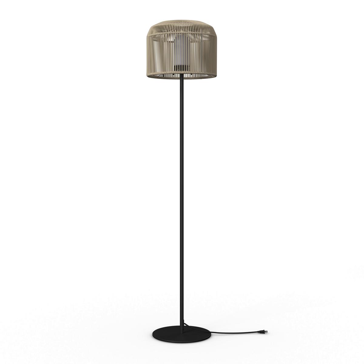 Stehleuchte Ivo in creme max. 40 Watt - Beige/Schwarz, MODERN, Kunststoff/Metall (35/158/35cm) - Bessagi Garden