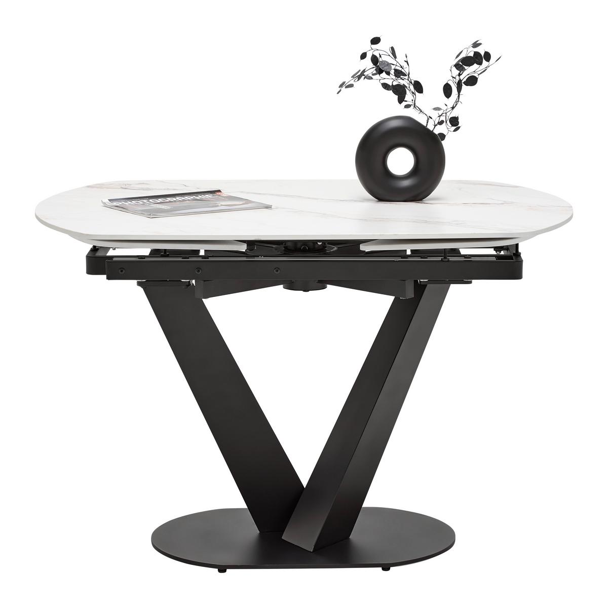 AUSZIEHTISCH NICOLAS - Weiss/Schwarz, Modern, Stein/Metall (120-180/90/75-77cm) - Mömax