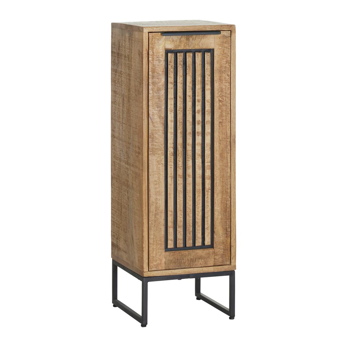Seitenschrank Everest Naturfarben/Schwarz - Schwarz/Naturfarben, Natur, Holz/Metall (30/90/32cm) - Mömax