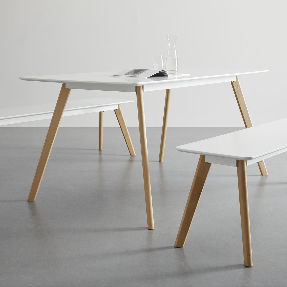 Esstisch Frieda in Holz Buche massiv ca. 160x75 cm - Buchefarben/Weiß, MODERN, Holz/Holzwerkstoff (160/90/75cm) - Bessagi Home