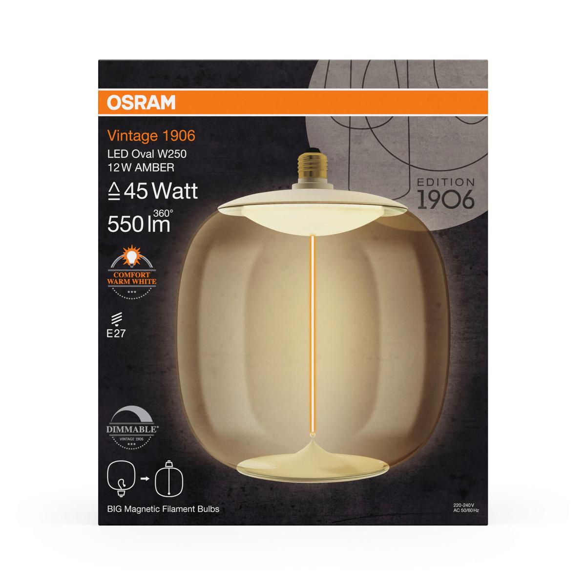 ŻARÓWKA LED 1906LBOVLD 12W/818 AMMAG E27 - kolor bursztynowy, Konventionell, tworzywo sztuczne (25/30cm) - Osram