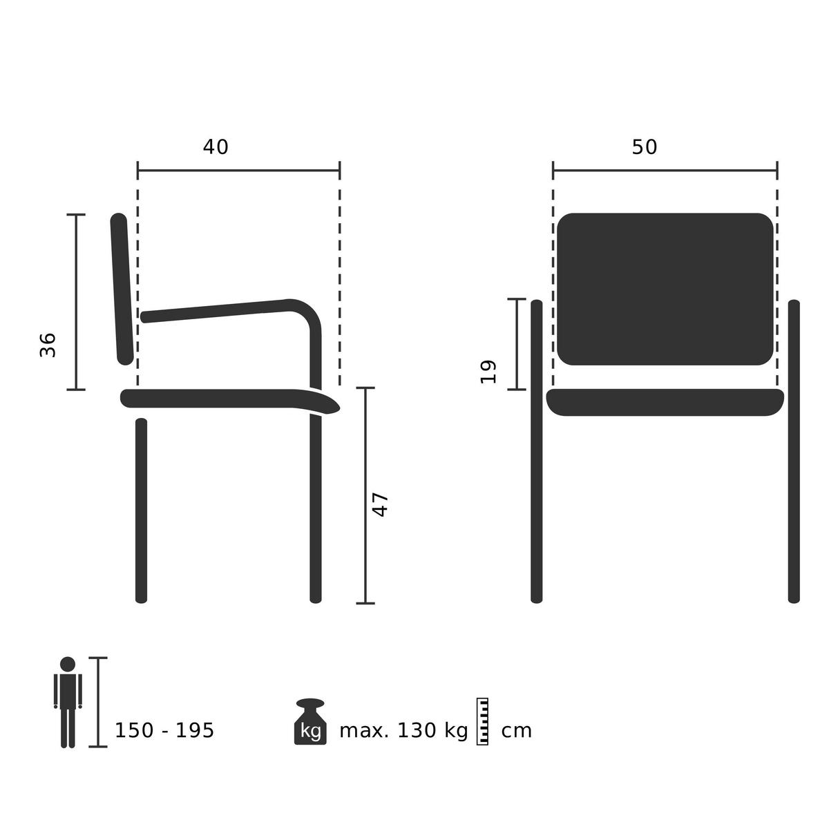 Konferenčni Stol Zanta B Pu, Črna - črna, Basics, kovina/tekstil (58/79/55cm) - MID.YOU