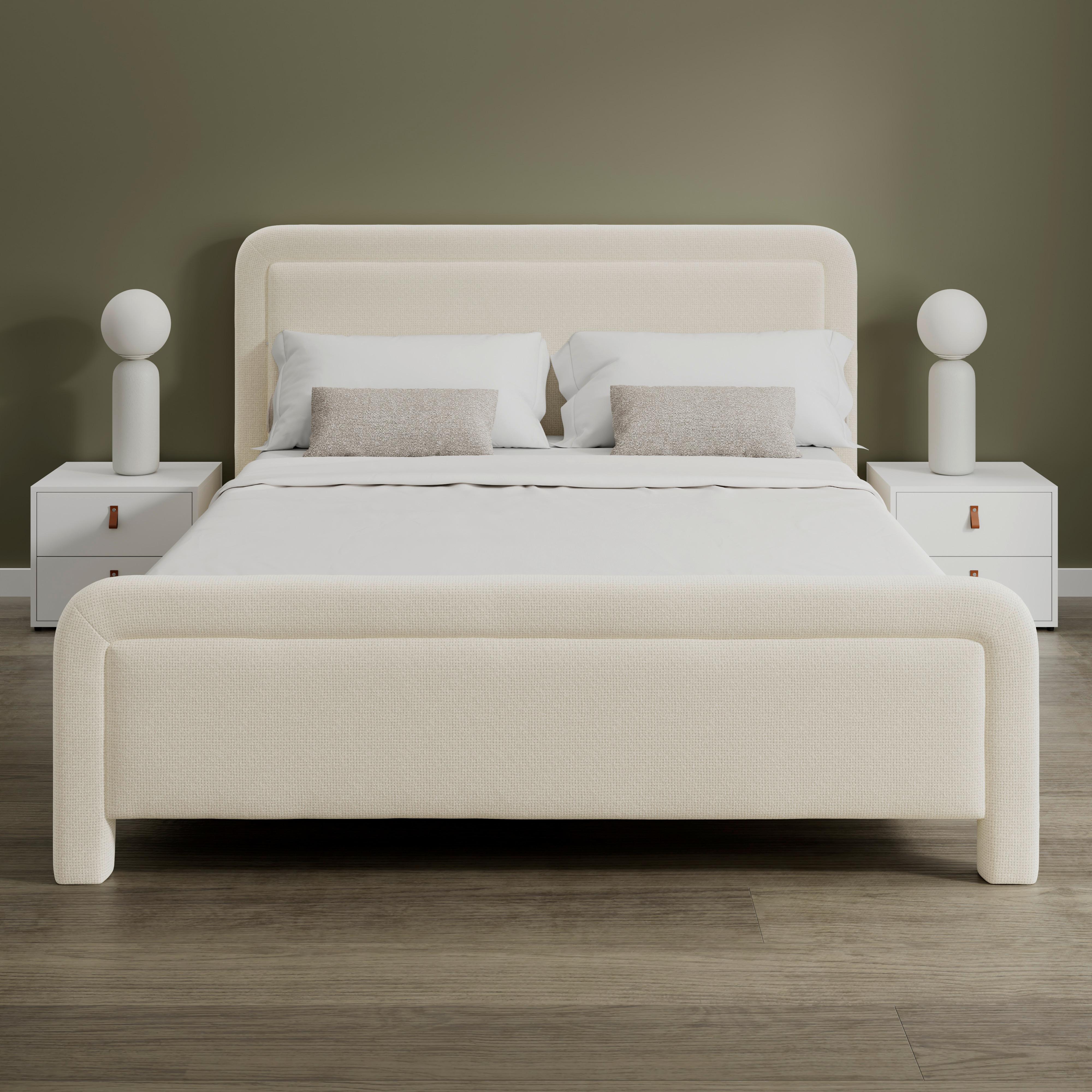 Polsterbett Xirelia Elfenbein ca. 160x200 cm - Elfenbein/Eichefarben, MODERN, Holz/Textil (160/200cm) - Bessagi Home