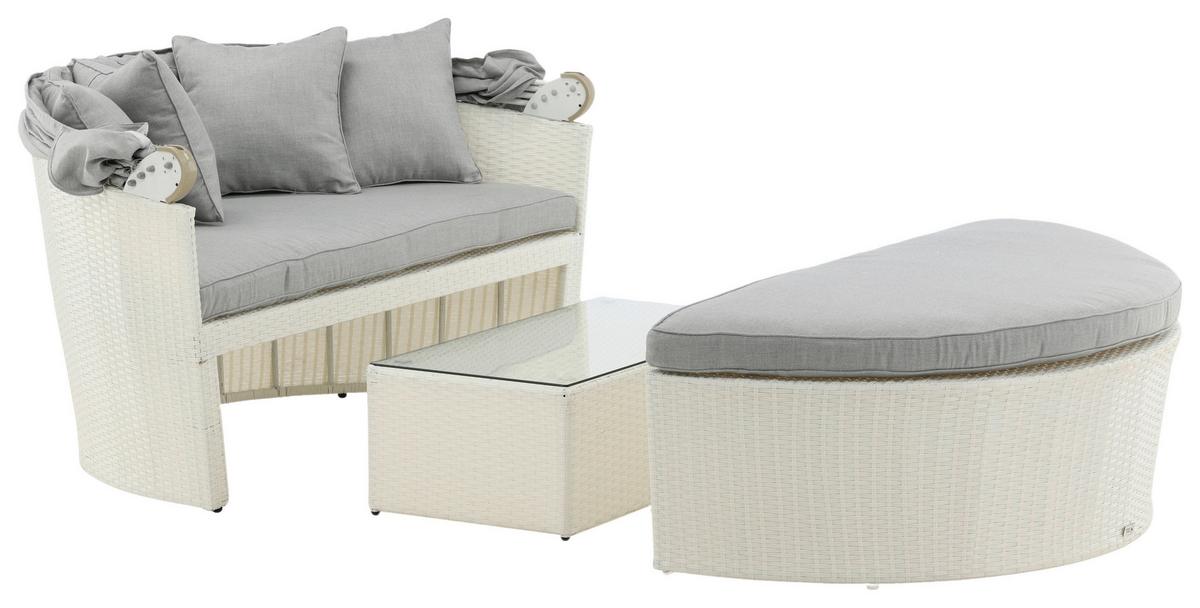 Sonneninsel Padova ca. 153x72x76 cm Weiß - Weiß, KONVENTIONELL, Kunststoff (153/72/76cm) - Gardenson