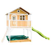 Spielhaus Marc aus Zedernholz - Braun/Weiß, Basics, Holz/Kunststoff (432/293/212cm) - Ambia Garden