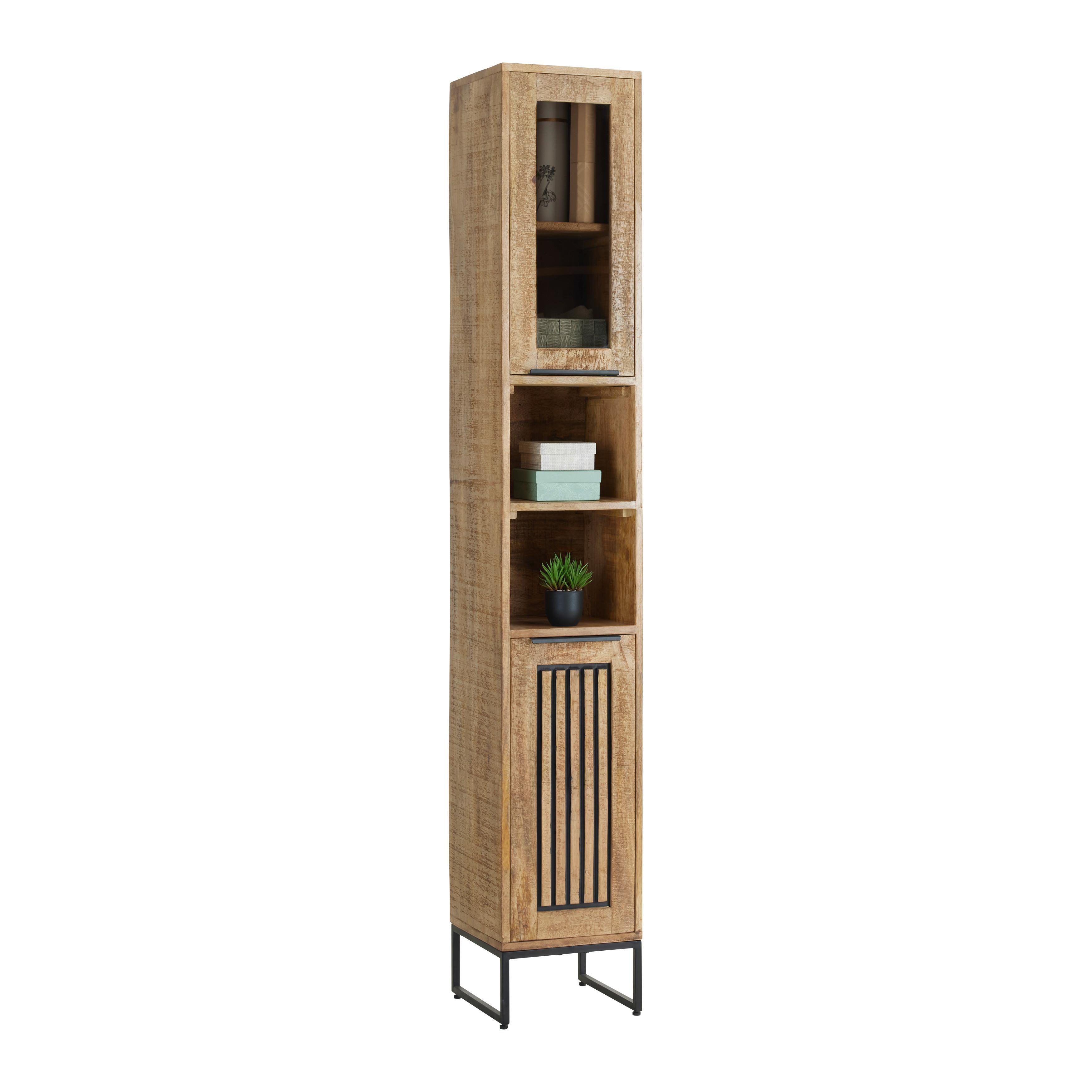 HOCHSCHRANK EVEREST -EXKLUSIV- - Schwarz/Naturfarben, Natur, Holz/Metall (30/190/32cm) - Mömax