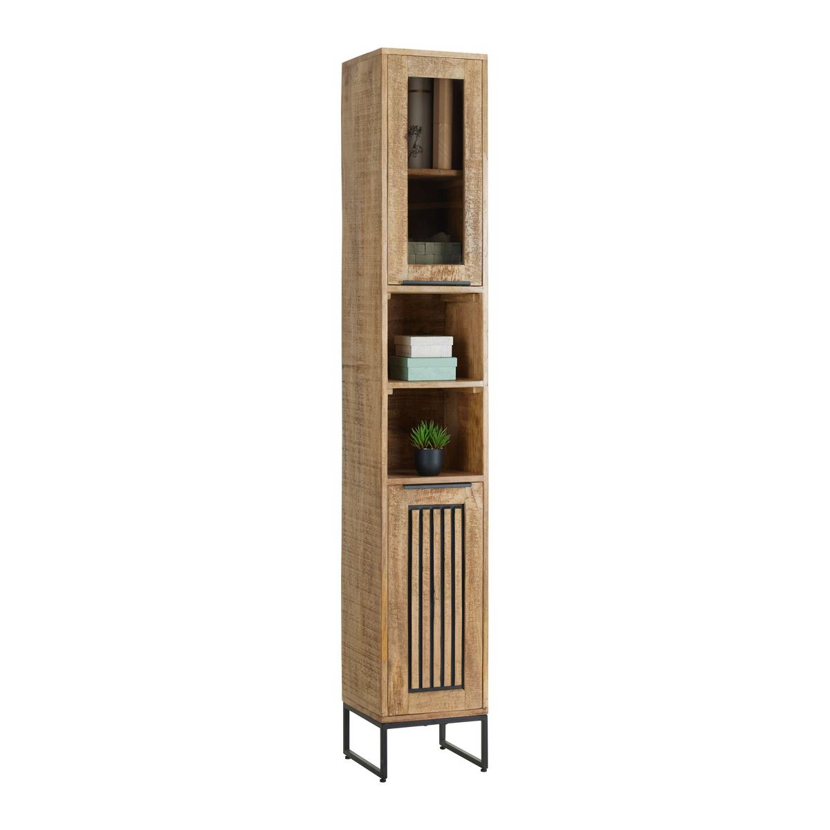 Hochschrank Everest Naturfarben - Schwarz/Naturfarben, Natur, Holz/Metall (30/190/32cm) - Mömax