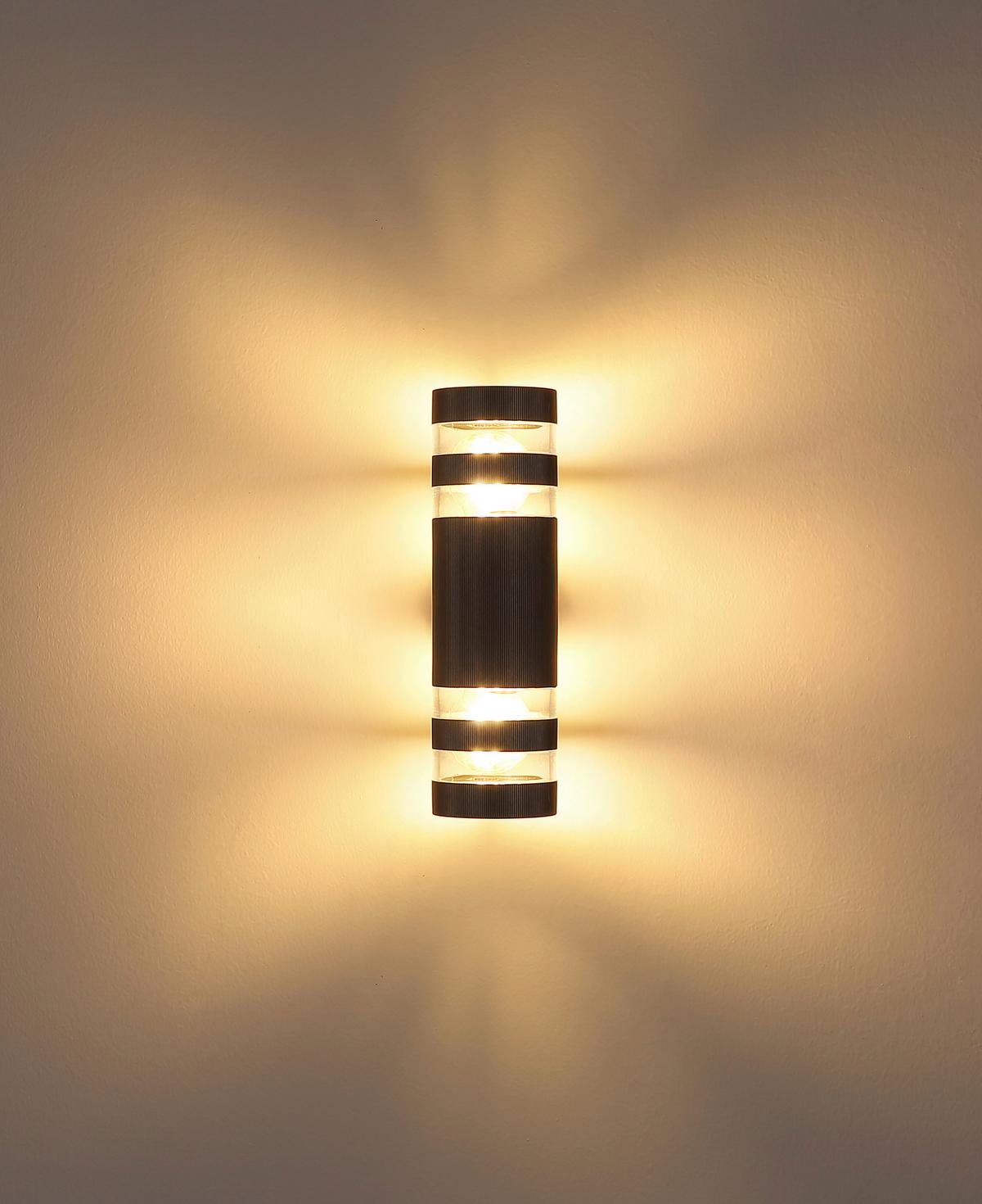 WANDLEUCHTE 78260A HAYES - Klar/Anthrazit, Basics, Glas/Kunststoff (22/6,5/6,5cm) - Globo