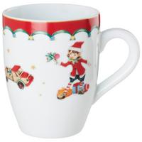 Kaffeebecher XMAS mit Weihnachtsmotiv Ø ca. 8,6 - Weiss/Rot, Konventionell, Keramik (8,6/10cm) - Mömax