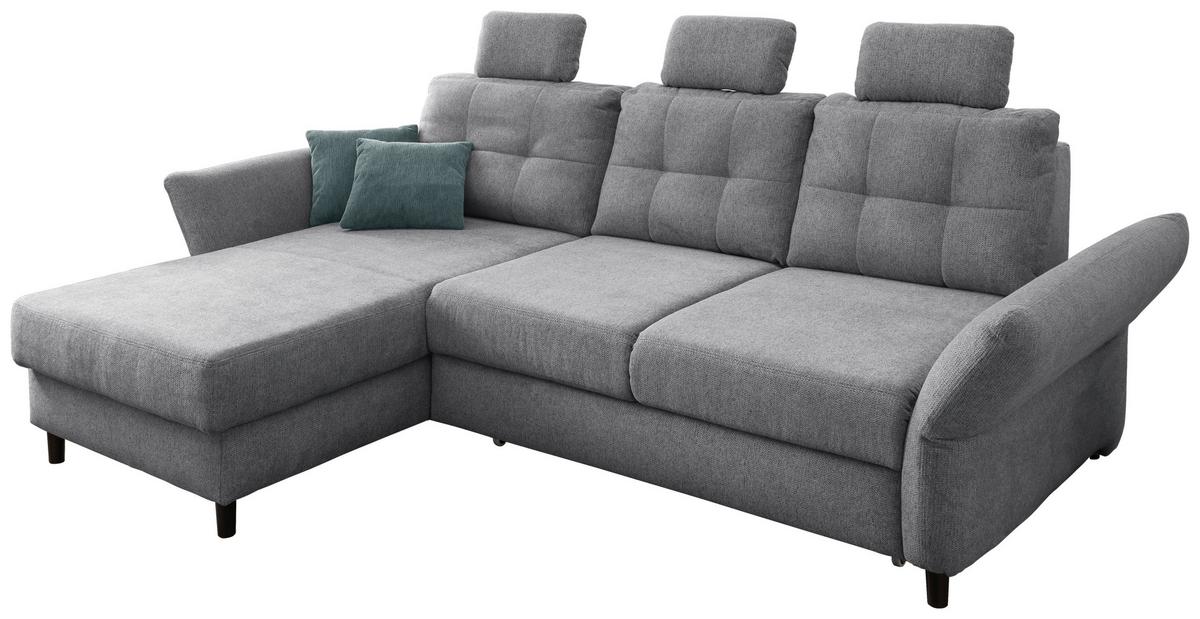 Wohnlandschaft Brizzini Silberfarben Chenille - Mintgrau/Silberfarben, MODERN, Holz/Textil (176/250-280cm) - Livetastic