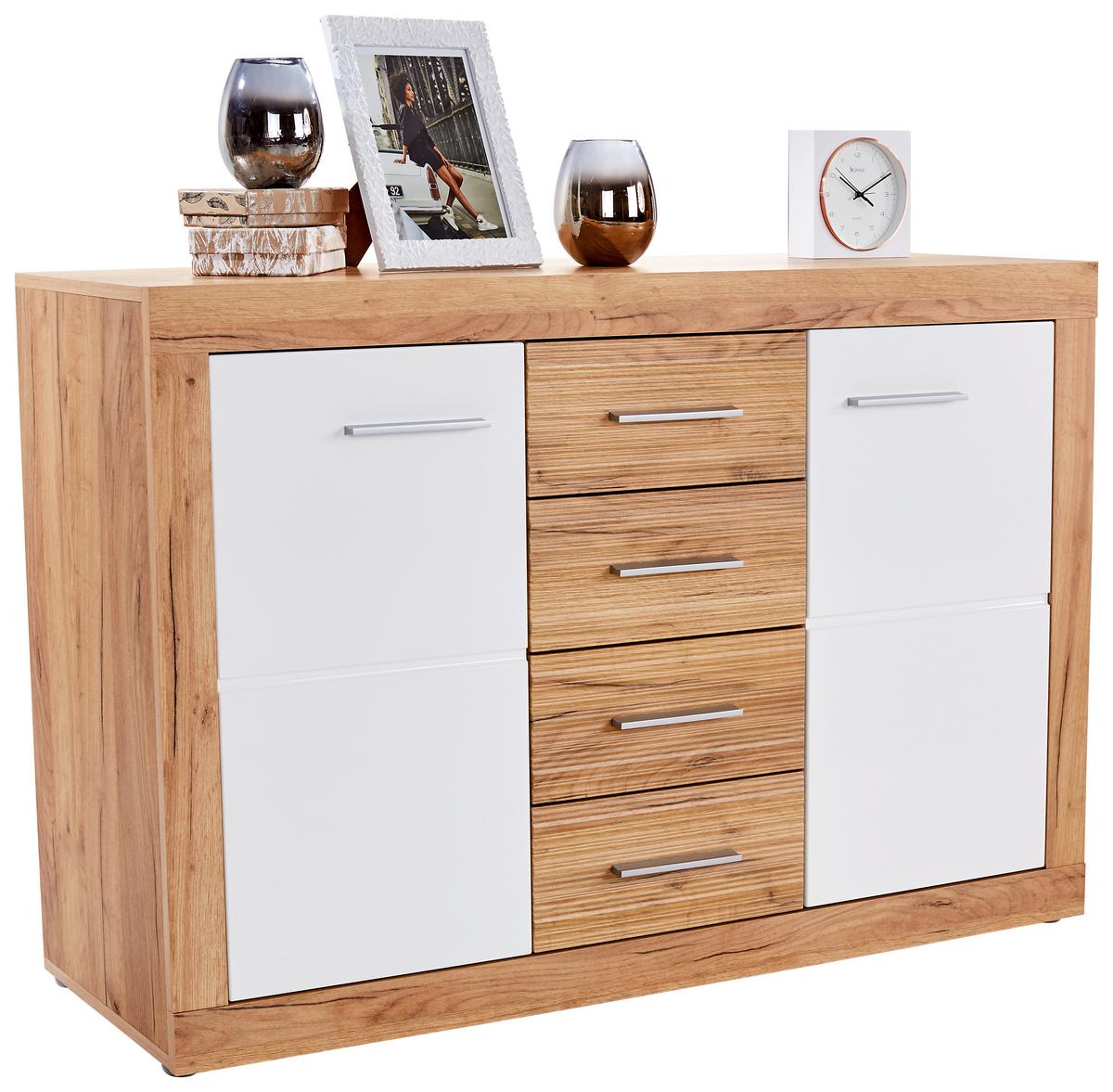 Komoda Malta Myk12 - barve kroma/barve hrasta, Moderno, umetna masa/leseni material (137,5/86/39,9cm) - Mömax