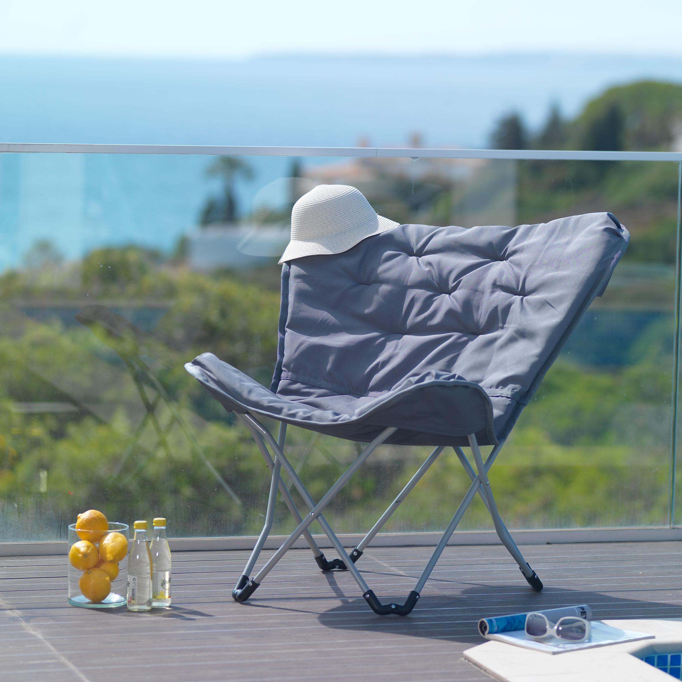 Gartenstuhl Cesia in Hellgrau - Hellgrau, MODERN, Kunststoff/Textil (70/82/42cm) - Bessagi Garden