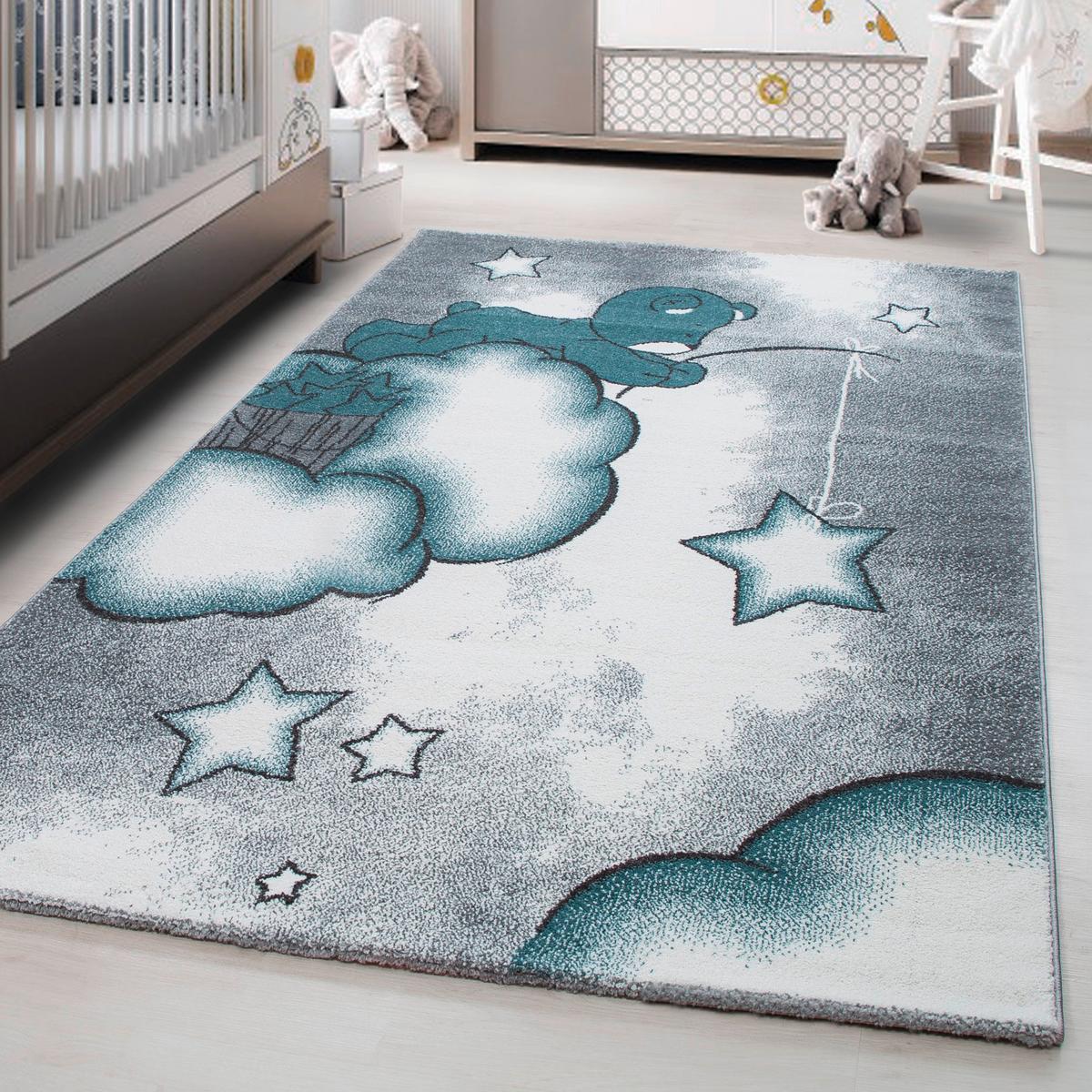 Otroška Preproga Kids, 80x150cm, Siva, Bela, Modra - modra/siva, Trend, tekstil (80/150cm) - Ben'n'jen