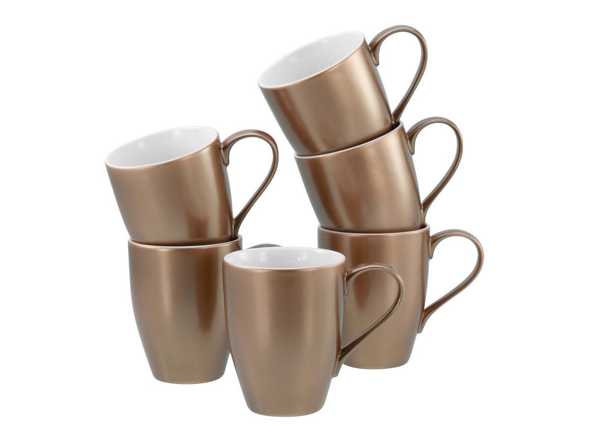 Set Skodelic Golden Days White, 6-Delni - zlate barve/bela, Basics, keramika (300ml) - Creatable