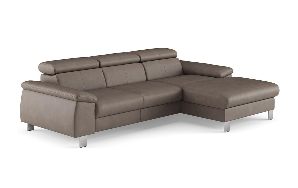 Sarokkanapé Micky - bézs, Modern, bőr (244/72-88/166cm)