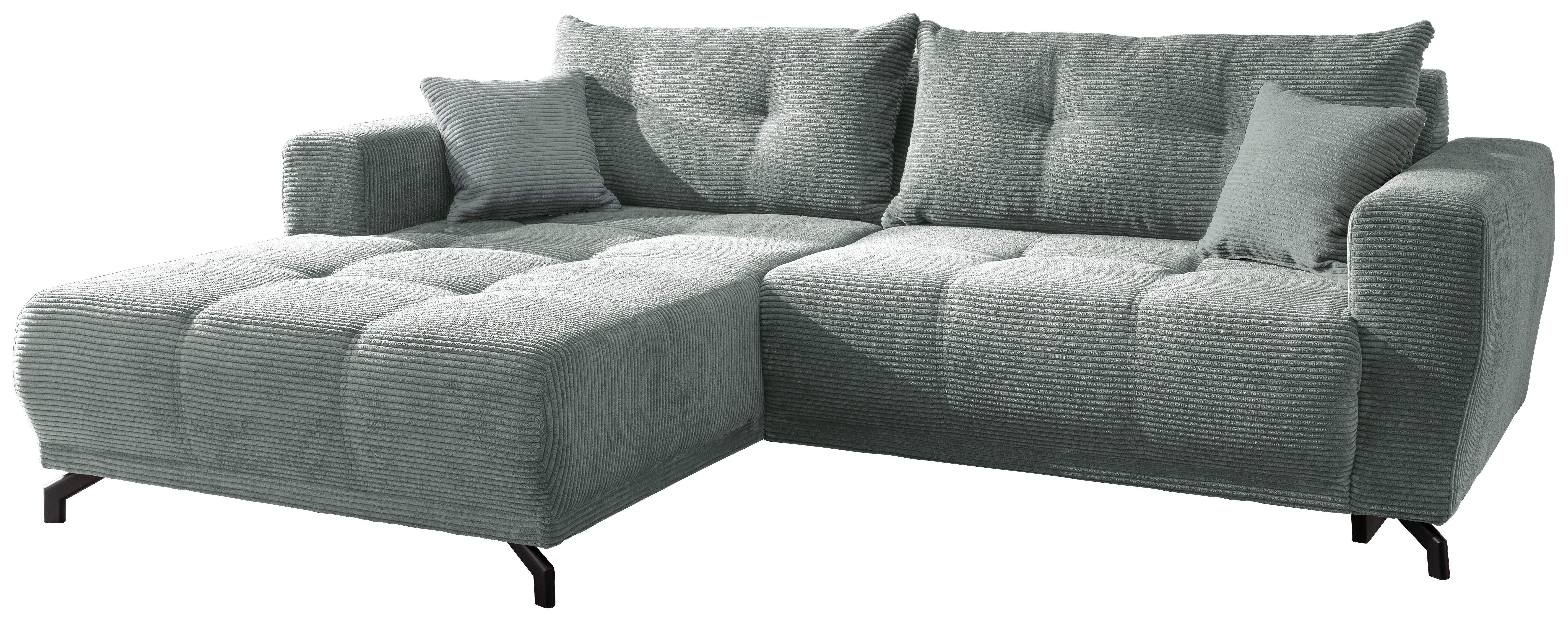 Wohnlandschaft Restato Hellblau Cord - Schwarz/Hellblau, MODERN, Textil/Metall (177/246cm) - MID.YOU