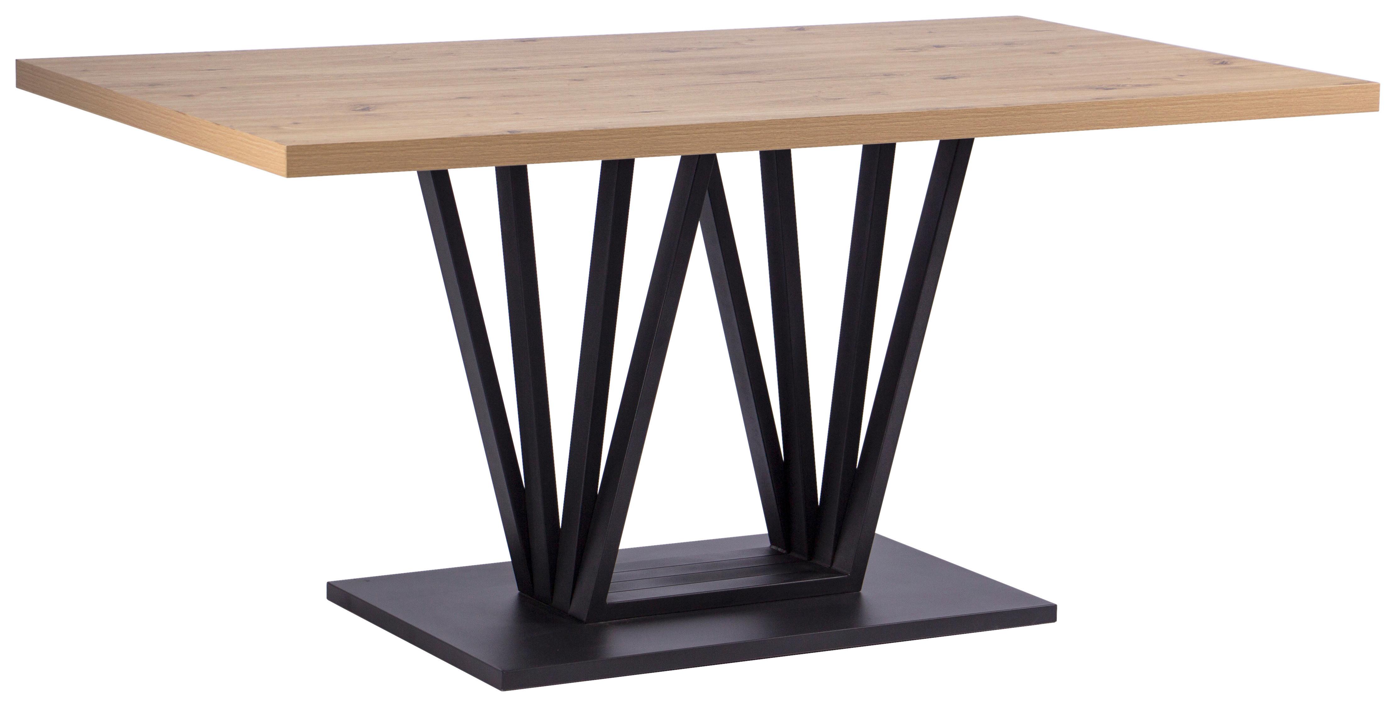 Jedilna Miza Brad, Barva Hrasta, 160x90 - črna/hrast artisan, Konvencionalno, kovina/leseni material (160/75/90cm) - MID.YOU