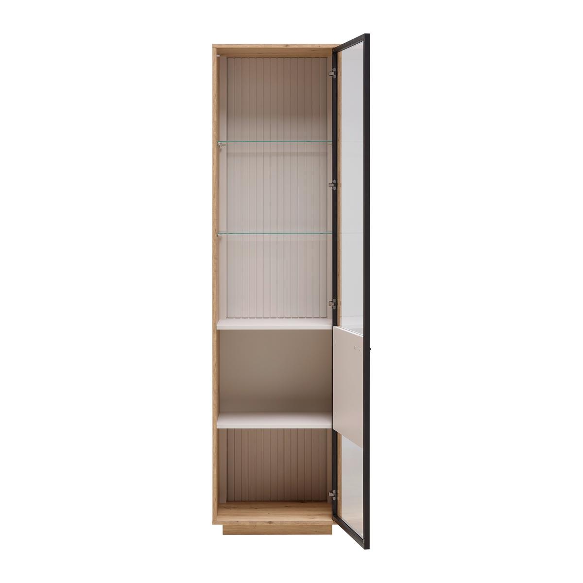 Vitrine Cremona Kaschmir/Eiche Artisan - Kaschmir/Schwarz, MODERN, Glas/Holzwerkstoff (52/200/38cm) - Premium Living