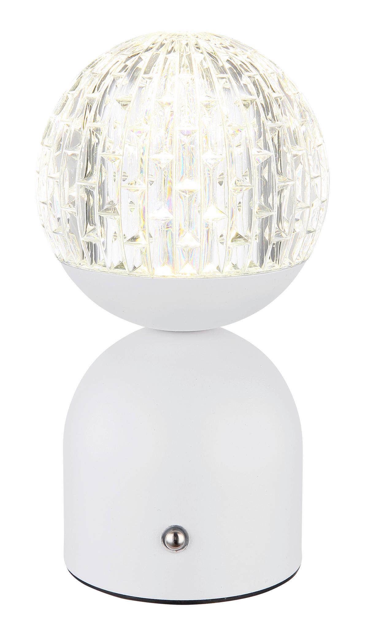 AKKU-TISCHLEUCHTE 21007W - Klar/Weiss, Basics, Kunststoff/Metall (10,5/20cm) - Globo