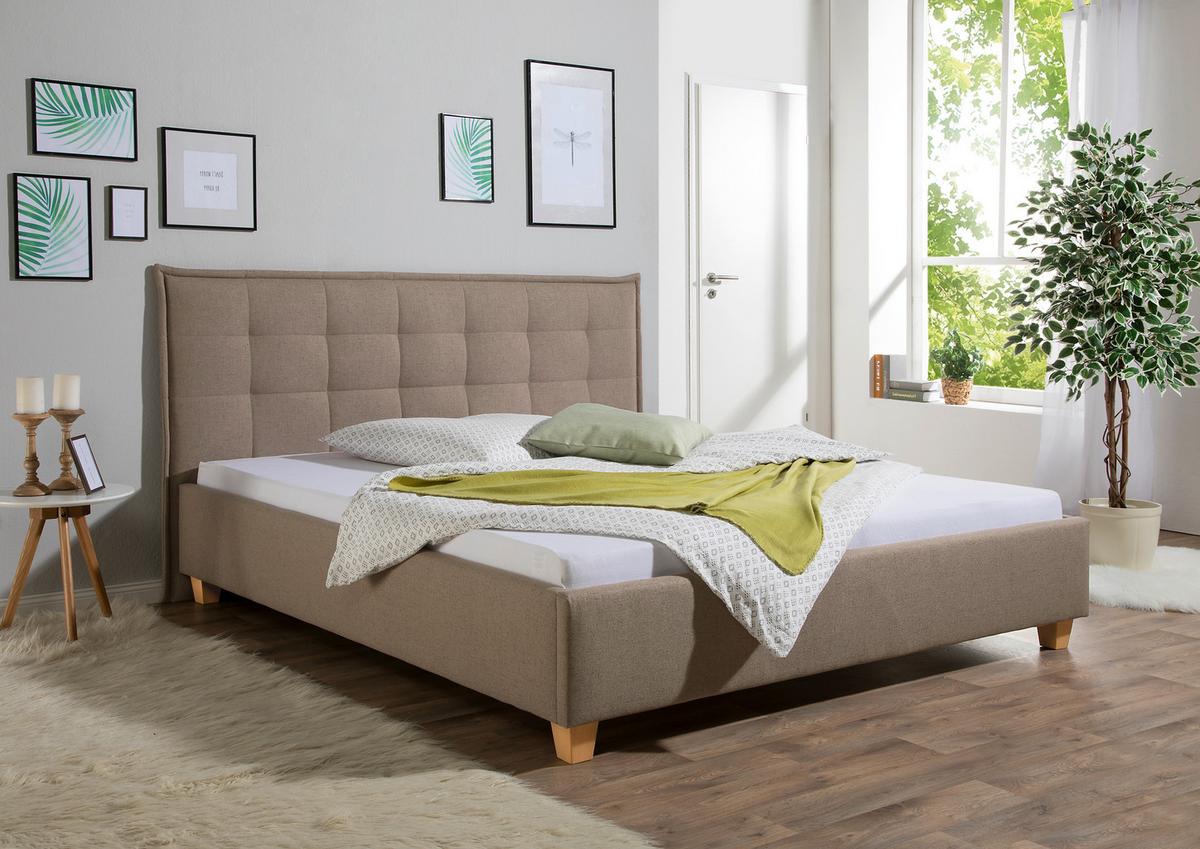 Polsterbett Tracy Hellbraun ca. 180x200 cm - Hellbraun/Naturfarben, MODERN, Holz/Textil (180/200cm) - Livetastic