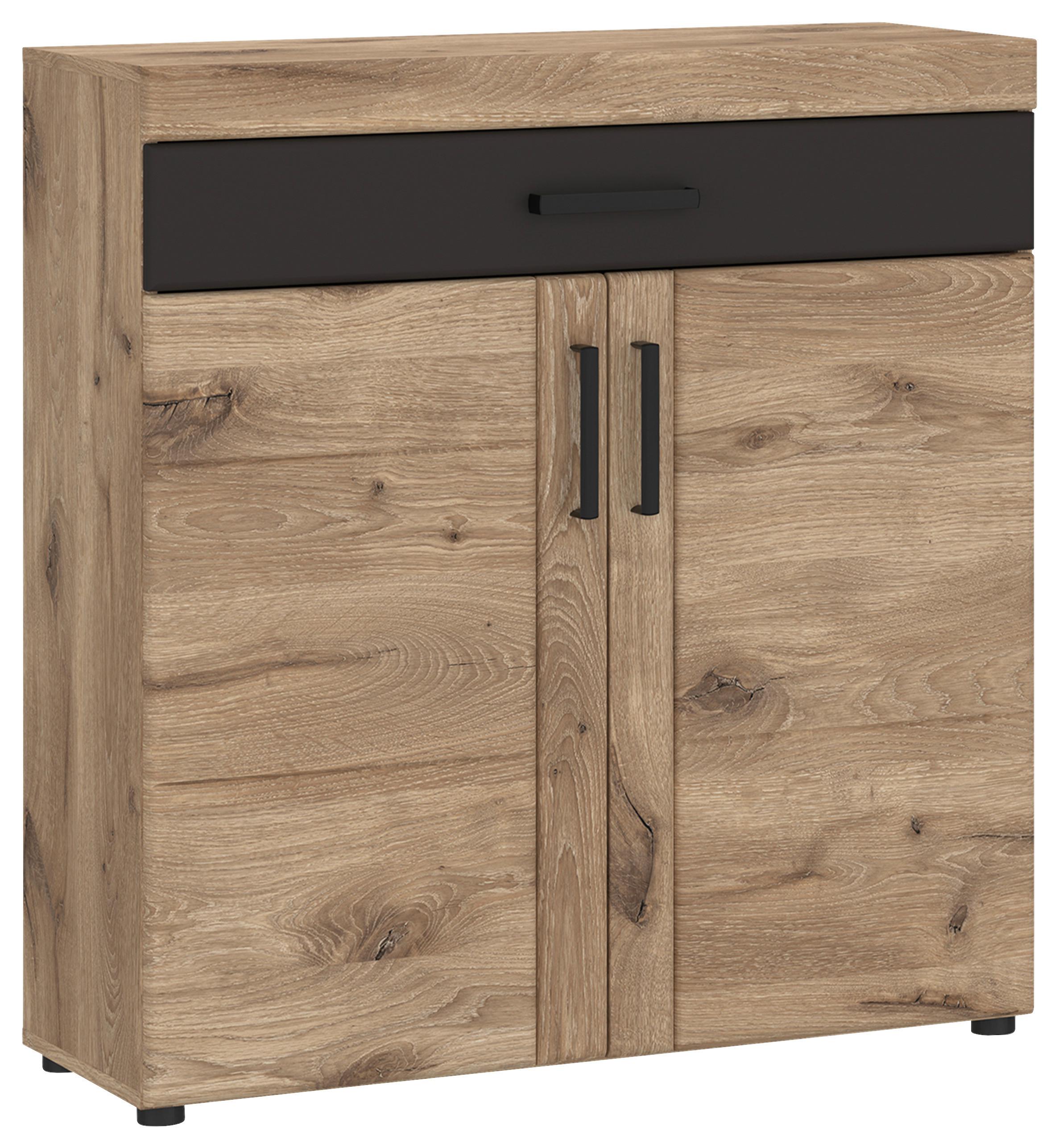 Comodă GRANO - culoare lemn stejar/gri, Trend, material pe bază de lemn (92,8/100,2/38cm) - Modern Living