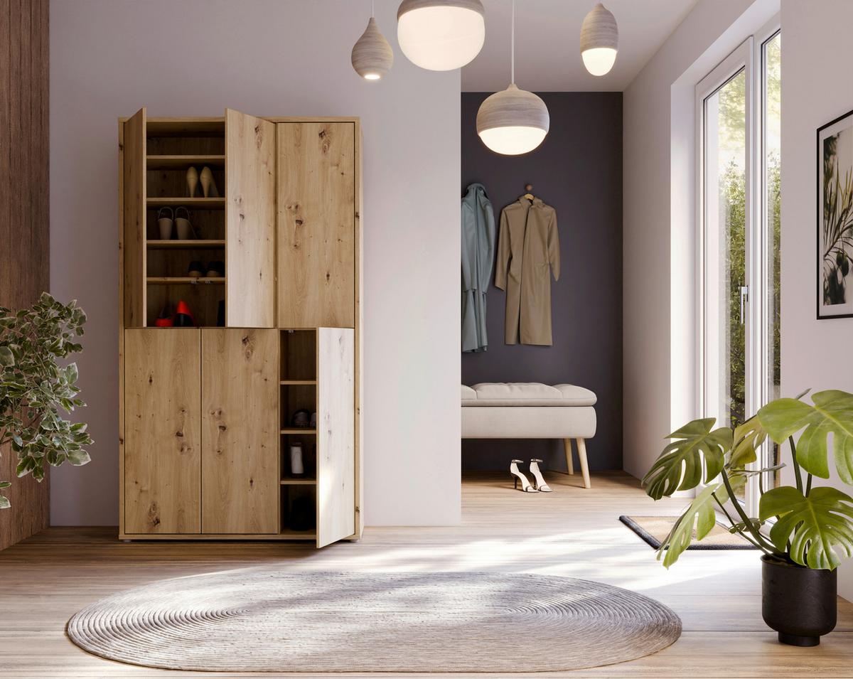Dulap pentru pantofi ALICE SPRINGS - stejar Artisan, Basics, material pe bază de lemn (110/192/35cm) - Modern Living
