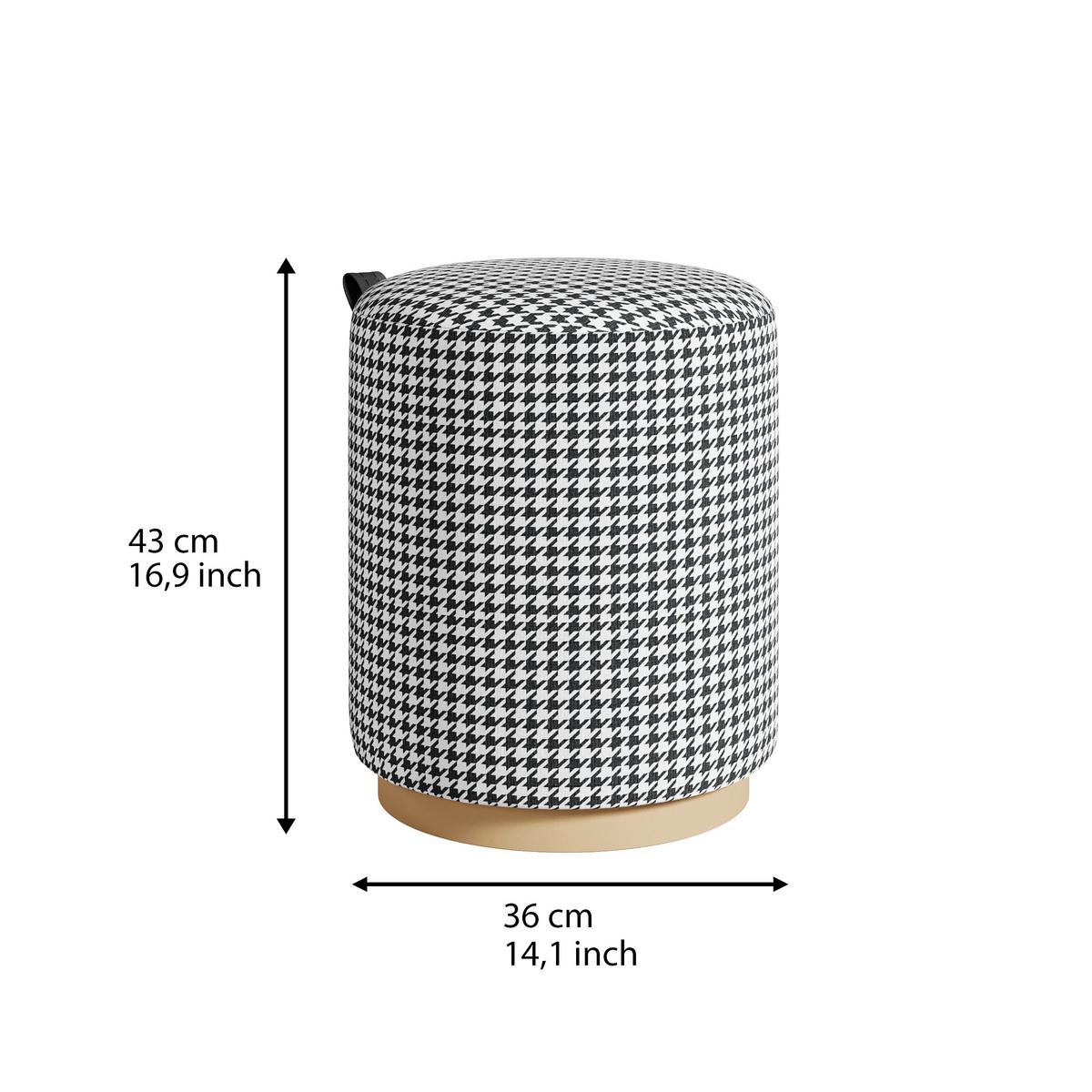 HOCKER MACARIA FUßBANK - Weiss/Eichefarben, Design, Holzwerkstoff/Textil (36/43/36cm) - Livetastic