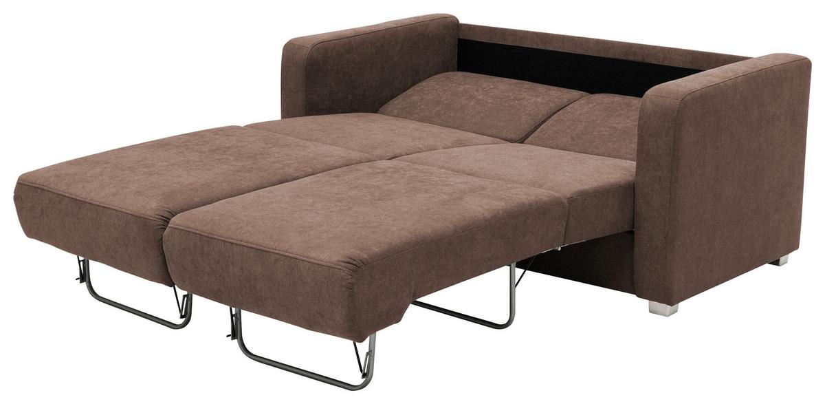 Schlafsofa Mia Braun Mikrofaser - Chromfarben/Braun, Design, Kunststoff/Textil (159/88/87cm) - Livetastic