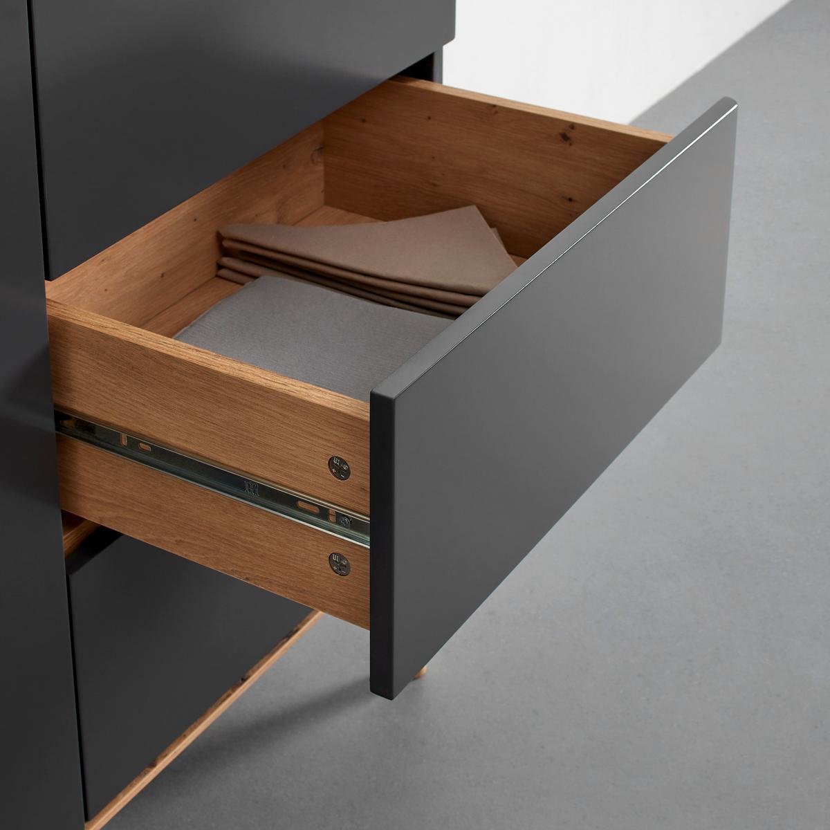 Sideboard Fosco Grau/Eichefarben Echtholz - Eichefarben/Grau, MODERN, Holz (100/80/40cm) - Bessagi Home