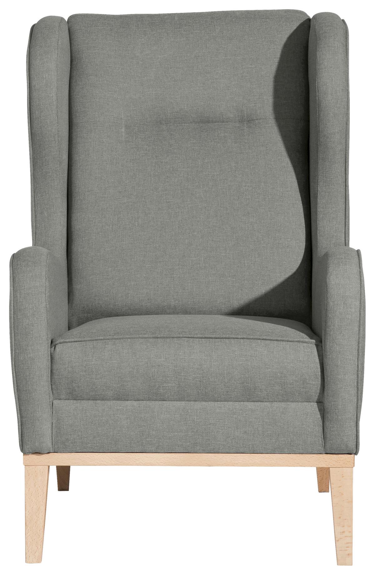 OHRENSESSEL ANGELO - Hellgrau/Naturfarben, KONVENTIONELL, Holz/Textil (66/104/78cm) - Max Winzer