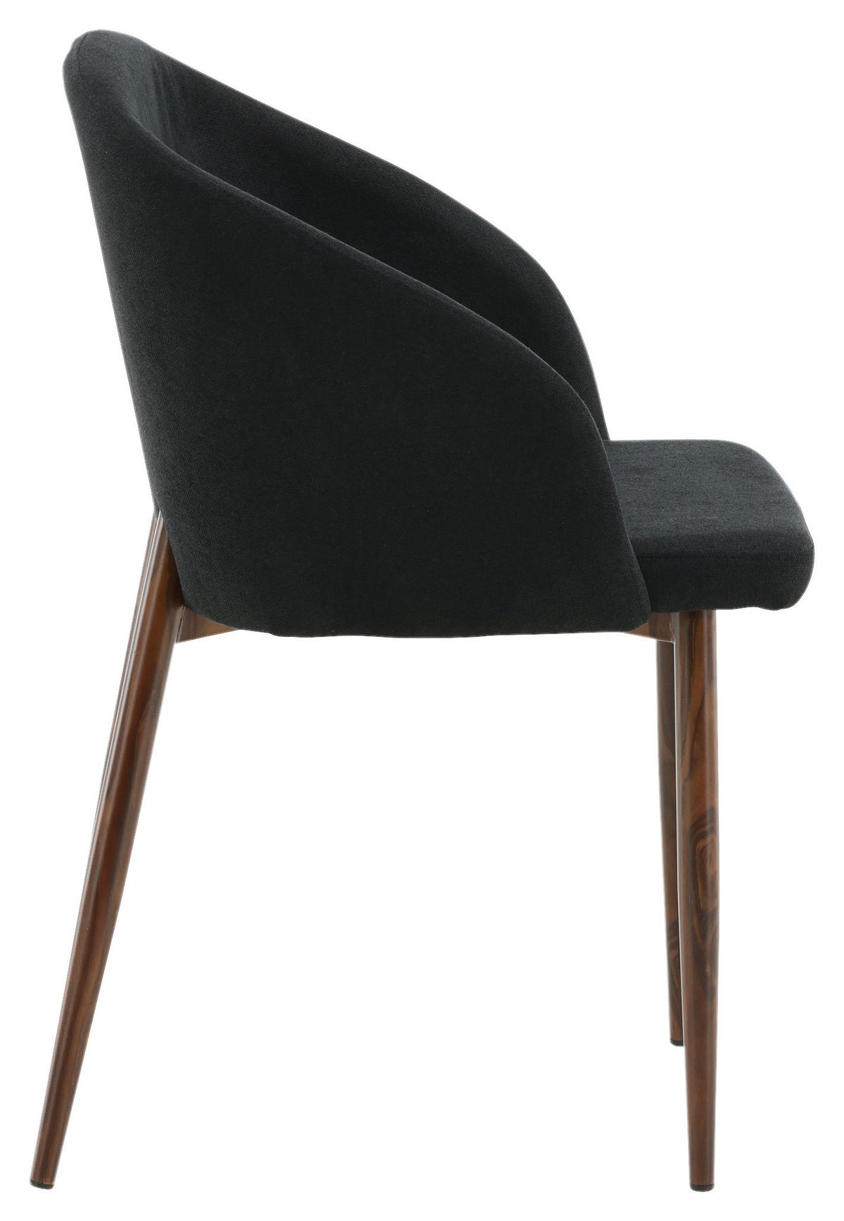STUHL-SET ARCH - Walnussfarben/Schwarz, Design, Holz/Textil (48,5/83/55cm) - Livetastic