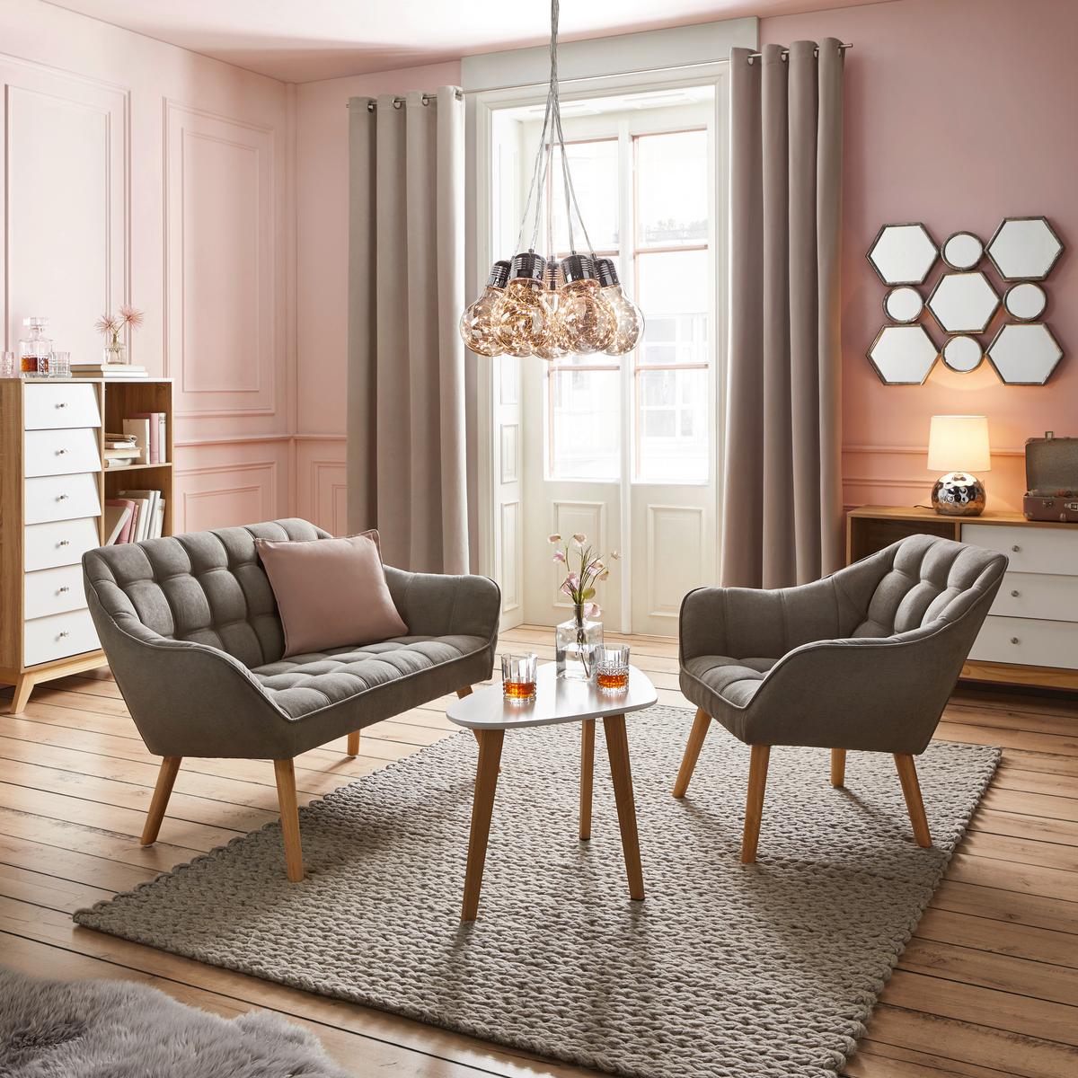 Couchtisch Kimi Weiß Buche MDF - Buchefarben/Weiß, MODERN, Holz/Metall (70/40/46,5cm) - Bessagi Home