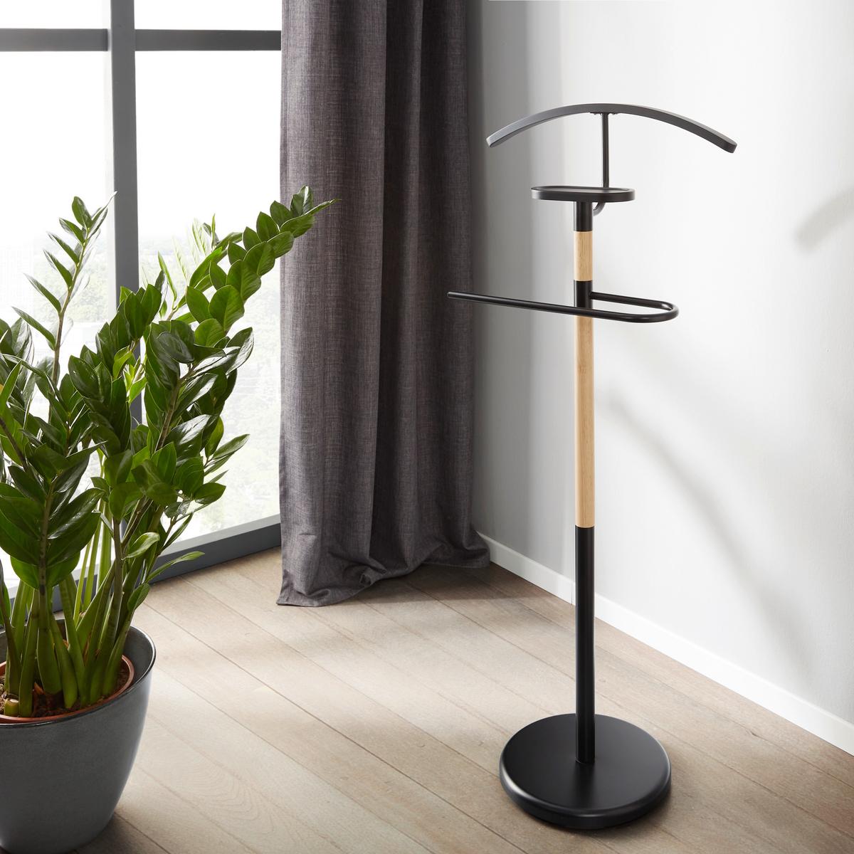 Herrendiener Micha II Naturfarben/Schwarz - Schwarz/Naturfarben, MODERN, Holz/Metall (45/111/28.5 cmcm) - Mömax