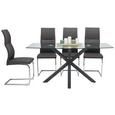 Esstisch aus Glas - Klar/Schwarz, LIFESTYLE, Glas/Metall (160/76/90cm) - Modern Living Esstisch aus Glas - Klar/Schwarz, LIFESTYLE, Glas/Metall (160/76/90cm) - Modern Living