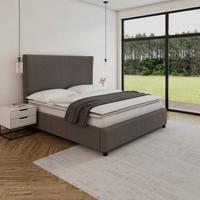 Pat tapițat gri Marie cca 120X200 gri - gri/maro deschis, Modern, lemn/textil (180/200cm) - Bessagi Home