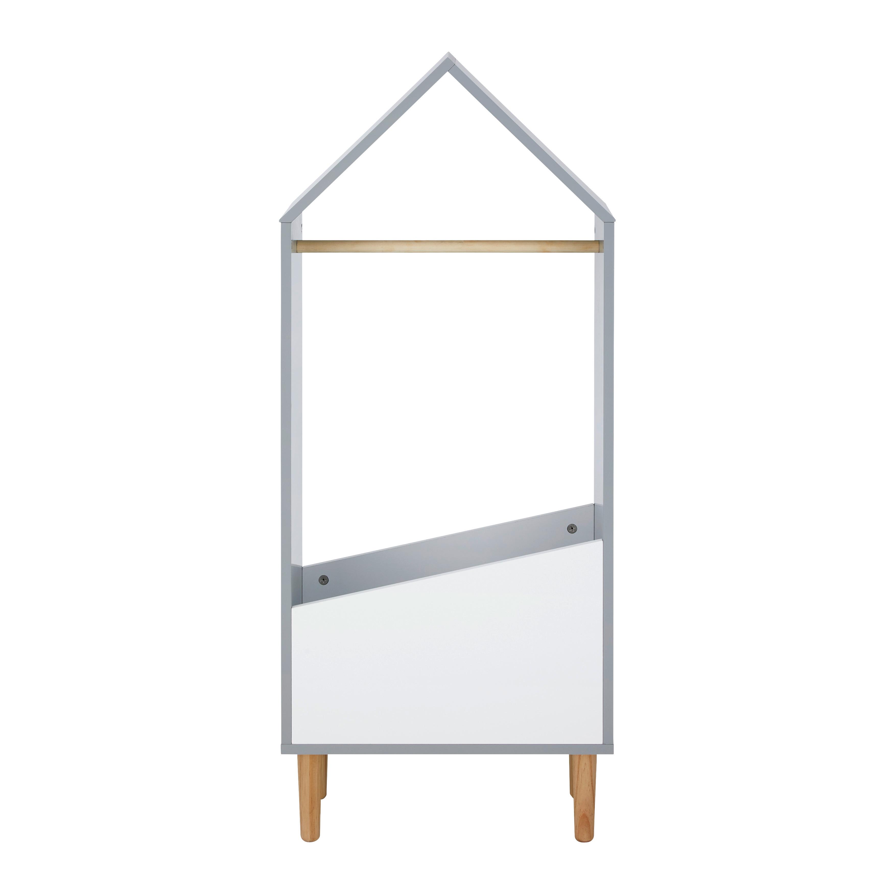 Kinderkleiderschrank grau, weiß, "Adelia", teilmassiv - Weiß/Grau, MODERN (48/116/30cm) - Bessagi Kids
