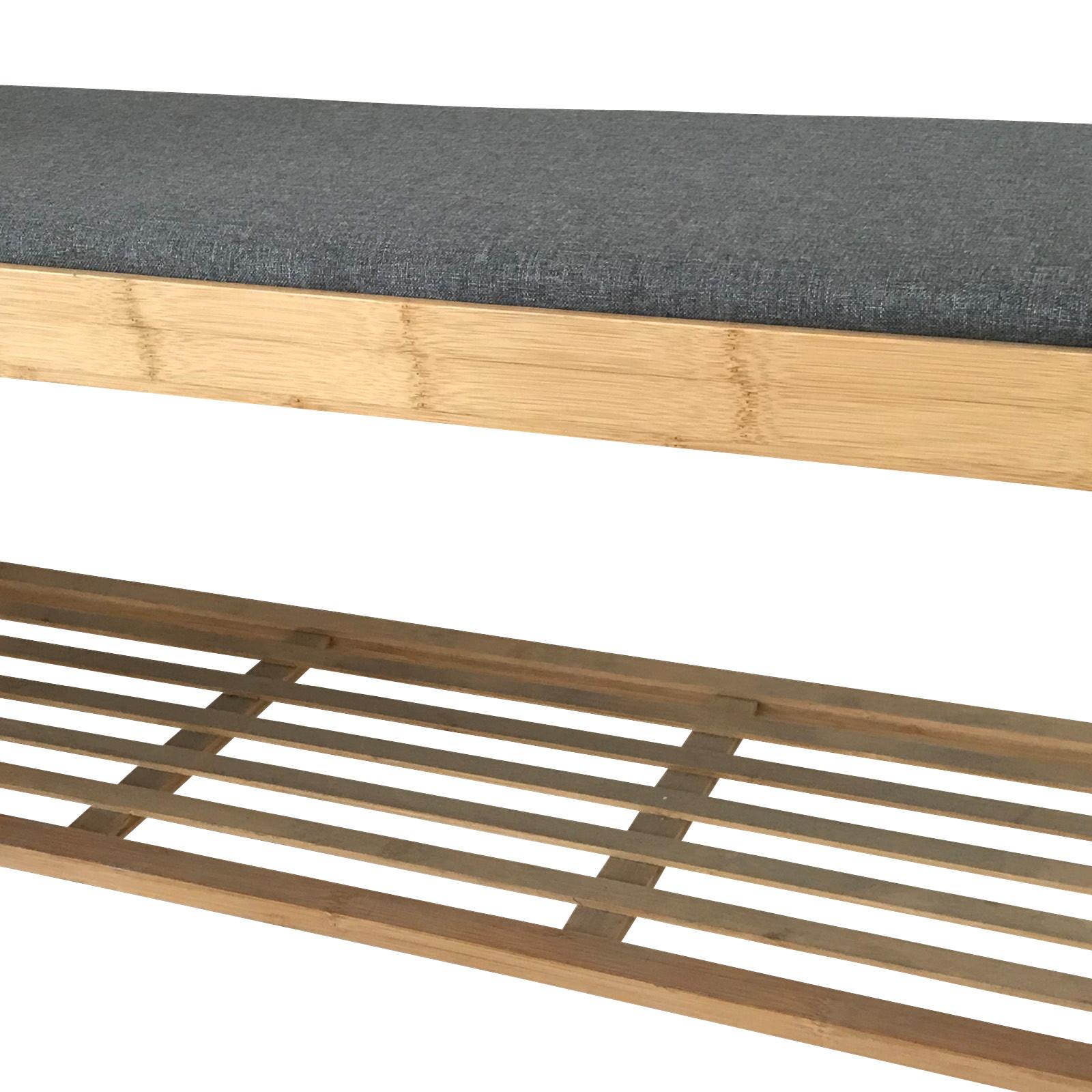 Bancă pentru hol SAM - culoare natur/gri, Modern, materiale naturale/textil (90/46/30cm) - Modern Living