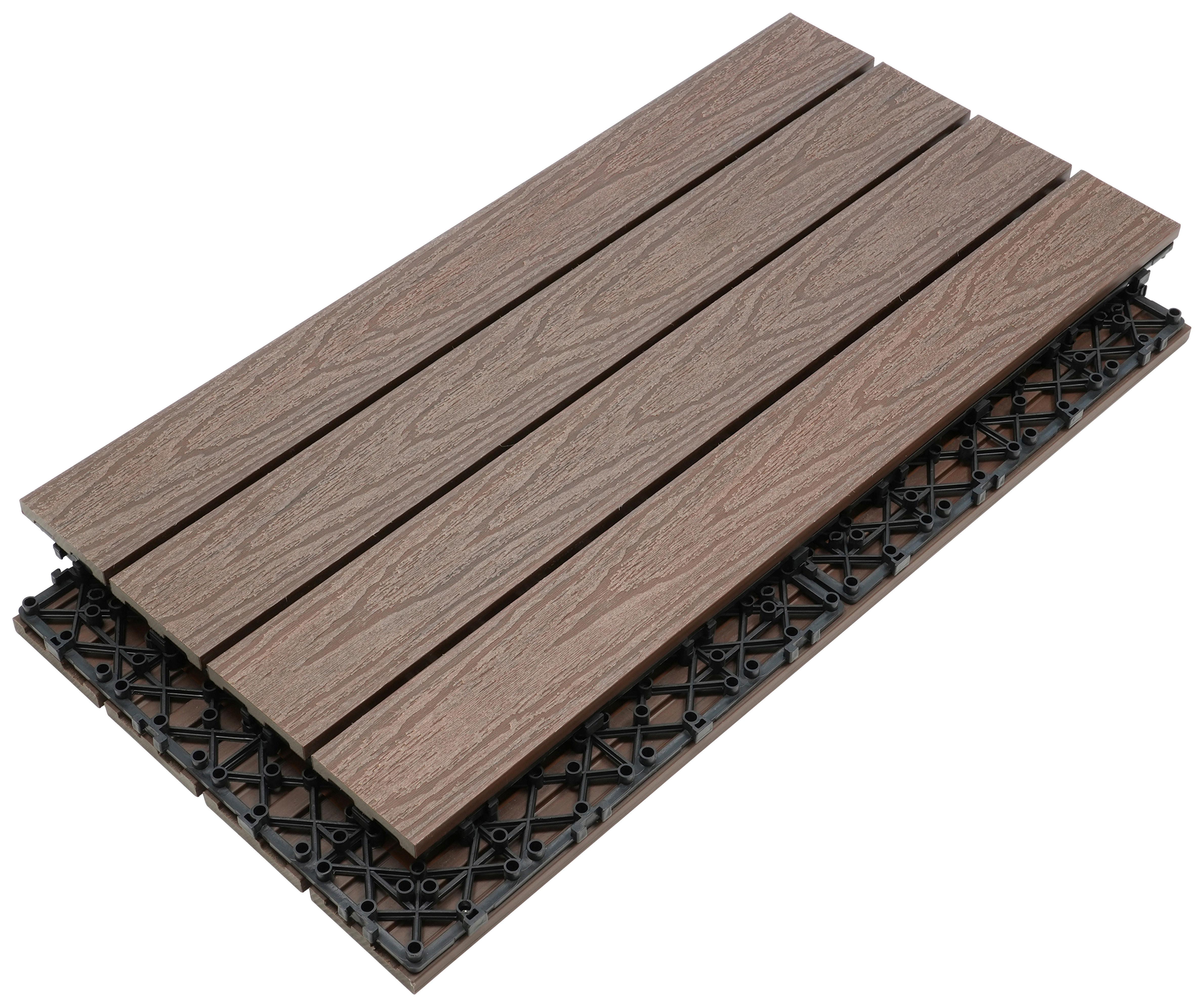PŁYTKA TARASOWA PREMIUM 6-CZĘŚCIOWY - ciemnobrązowy, Konventionell, materiał drewnopochodny (30/60/2,1cm) - Ambia Garden
