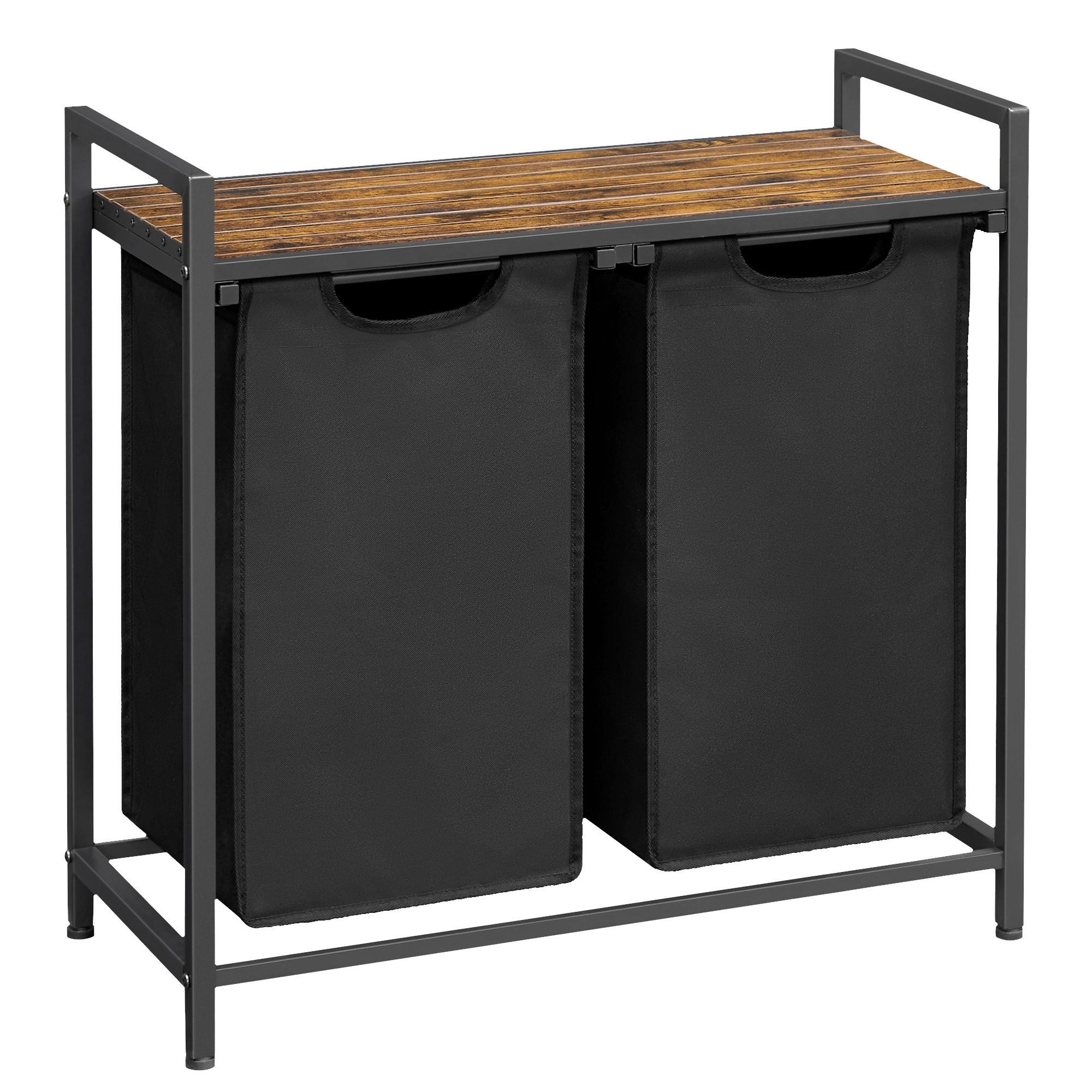 Wäschekorb ca. 73x72x33 cm Schwarz - Schwarz/Braun, Trend, Holzwerkstoff/Textil (73/72/33cm) - MID.YOU