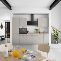 Küchenblock Touch High m. Geräten Grau - Eiche dunkel/Edelstahlfarben, MODERN, Holzwerkstoff/Metall (300cm) - Nobilia