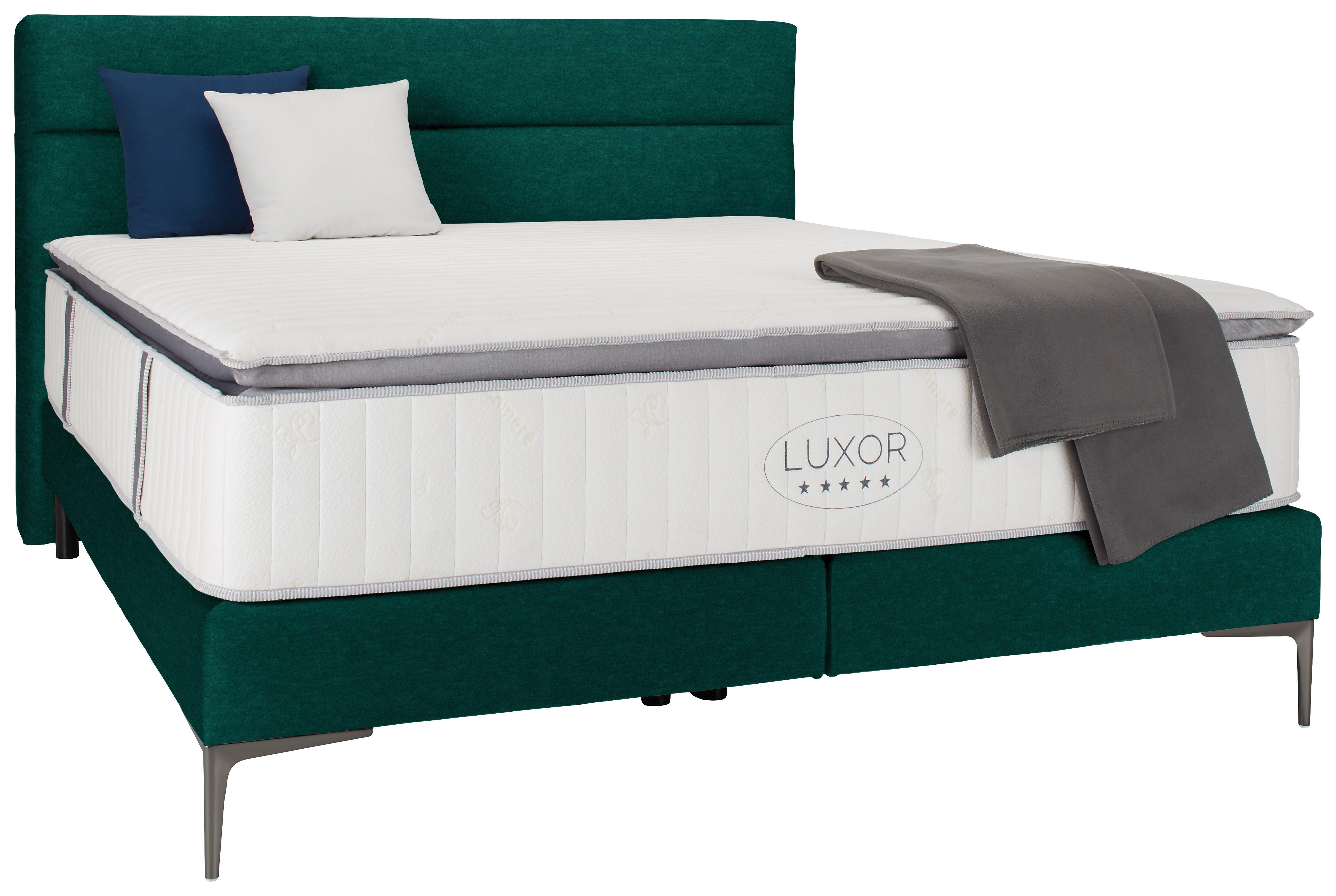 Boxspringbett ca. 180x200cm - Schwarz/Grün, KONVENTIONELL, Holz/Holzwerkstoff (180/200cm) - Premium Living