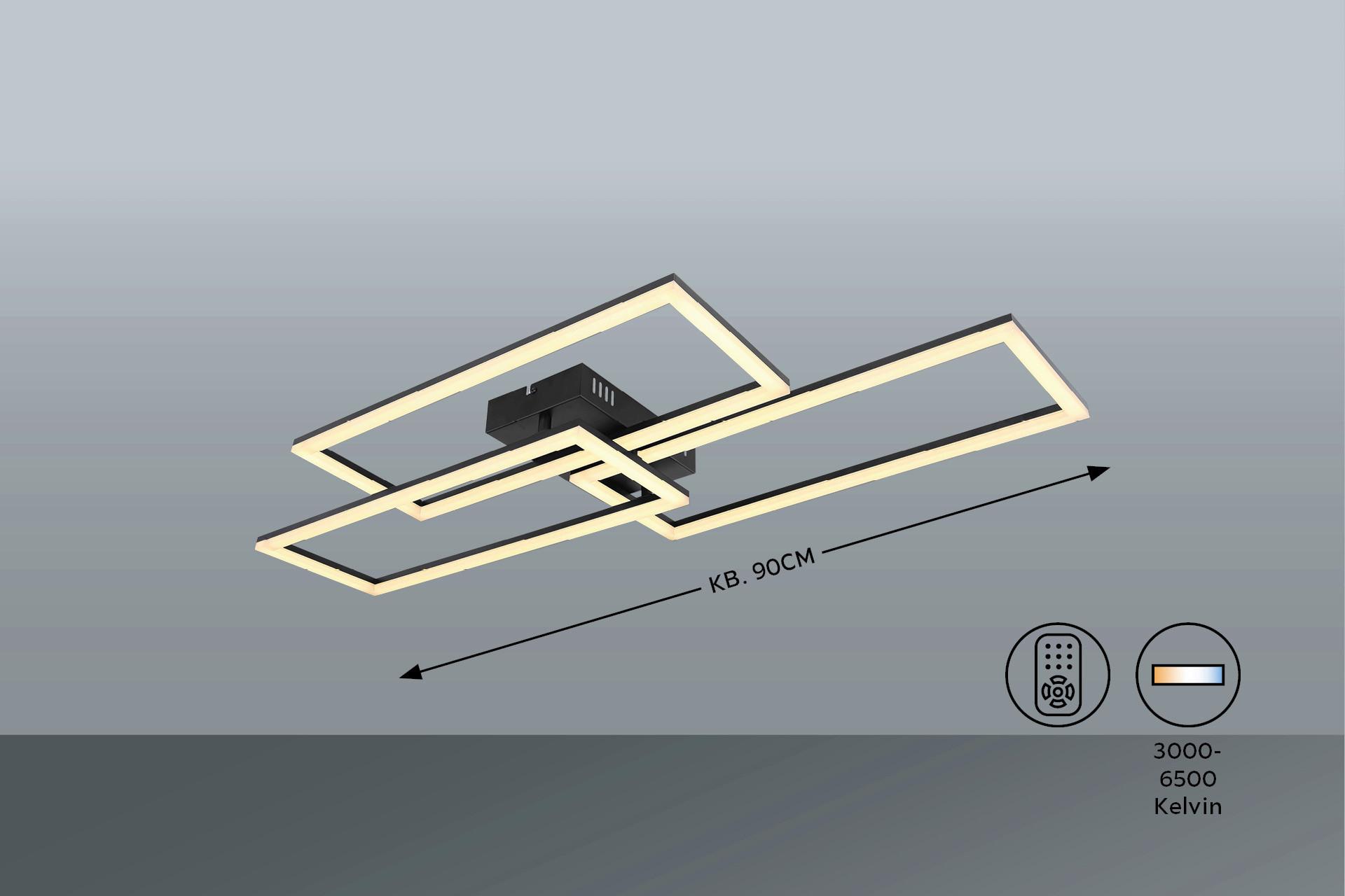 LED-TAKLAMPA BEKKA - opal/svart, Modern, metall/plast (90/40/8cm) - Mömax